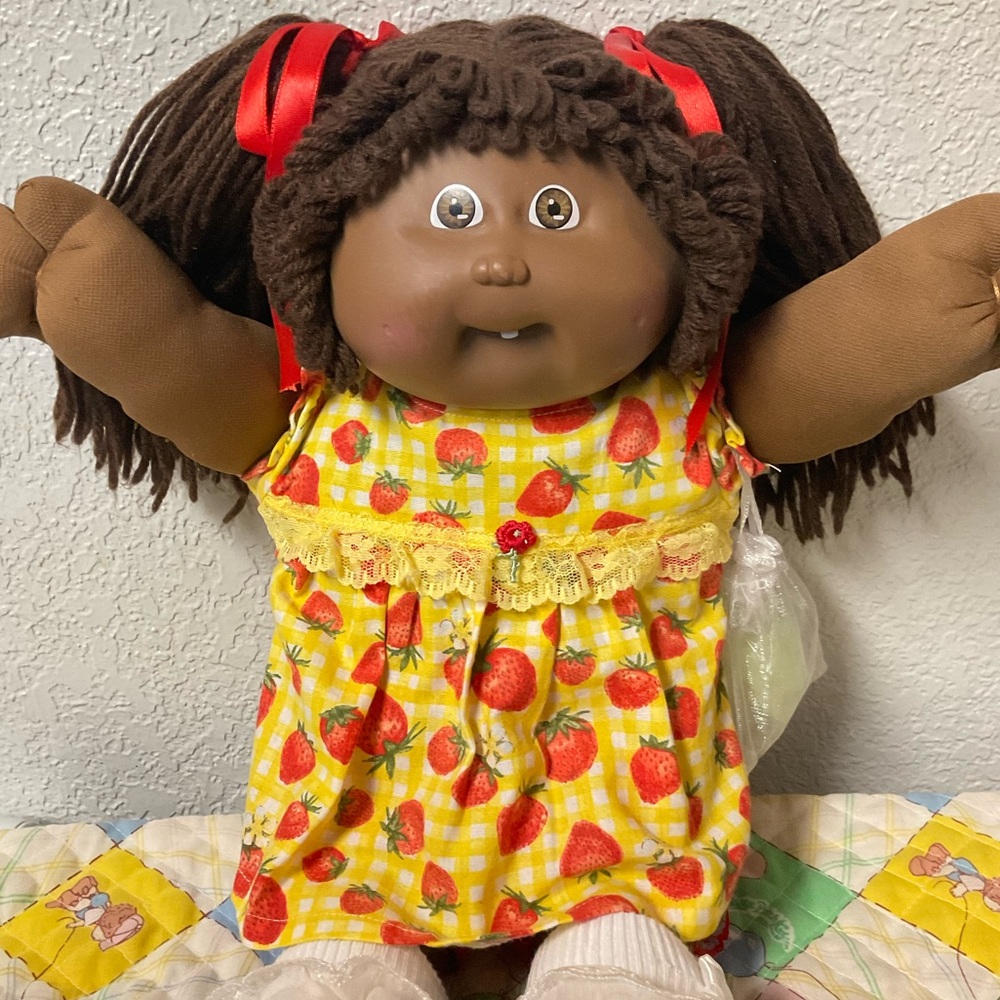 RARE VTG Cabbage Patch Kid AA Girl Brown Hair Brown Eyes Head Mold #5 1985